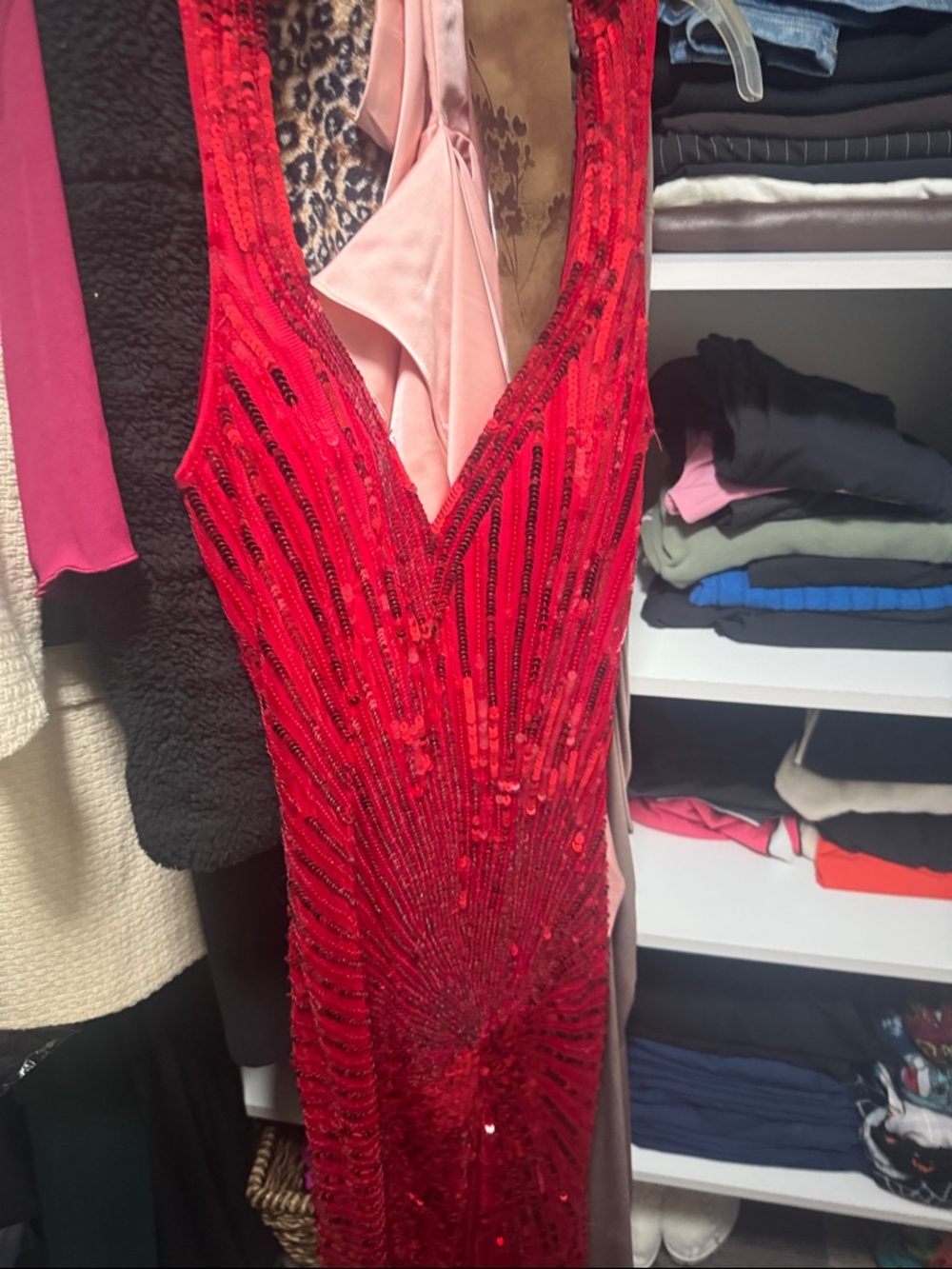 Mad Duggal Red Backless dress